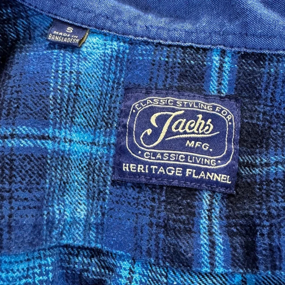 Mens Jachs Heritage Soft Flannel Shirt Blue Plaid Long Sleeve Button Up‎ Casual